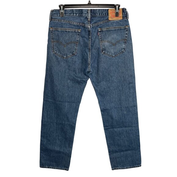 Levis 505 Mens Straight Leg Blue Denim Jeans Size 36x32 Workwear Casual - Picture 2 of 13